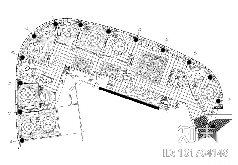 北京某饭店中餐厅室内装修施工图cad施工图下载【ID:161764148】