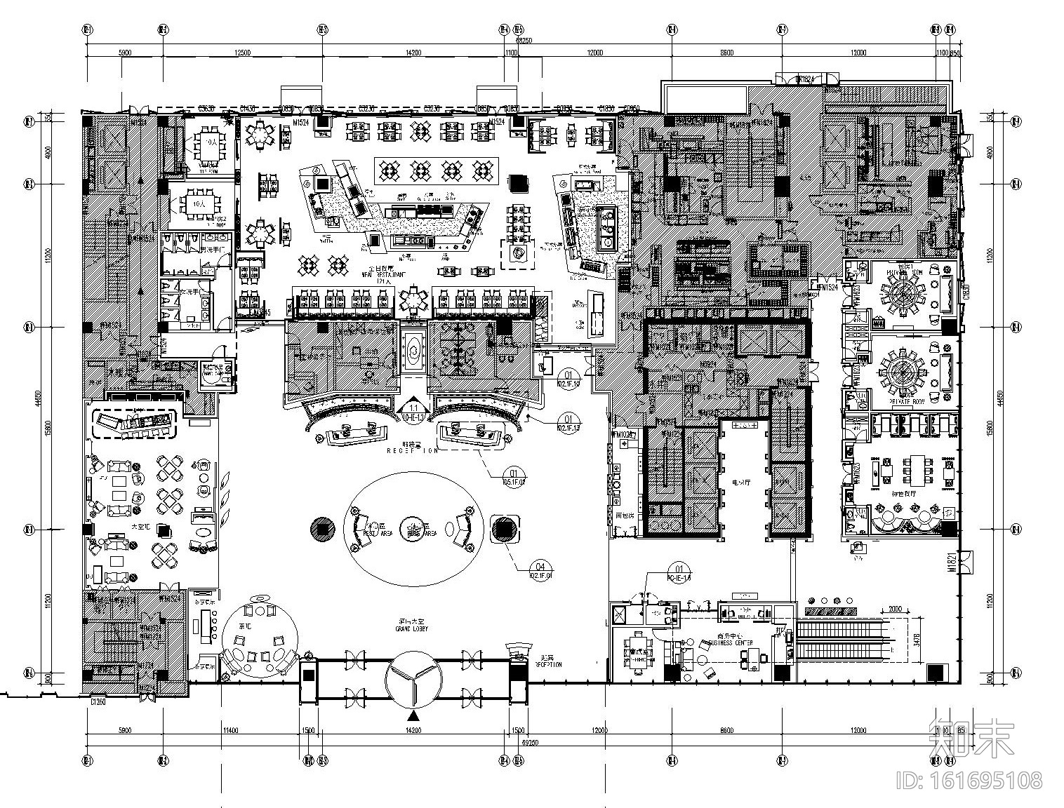 [福建]龙岩万达嘉华酒店室内装修设计竣工图（全套CAD...施工图下载【ID:161695108】