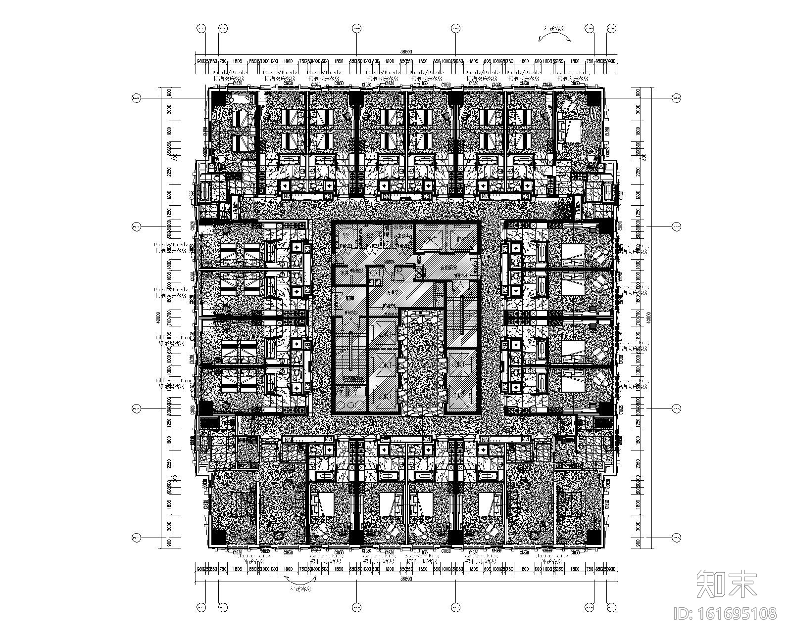 [福建]龙岩万达嘉华酒店室内装修设计竣工图（全套CAD...施工图下载【ID:161695108】