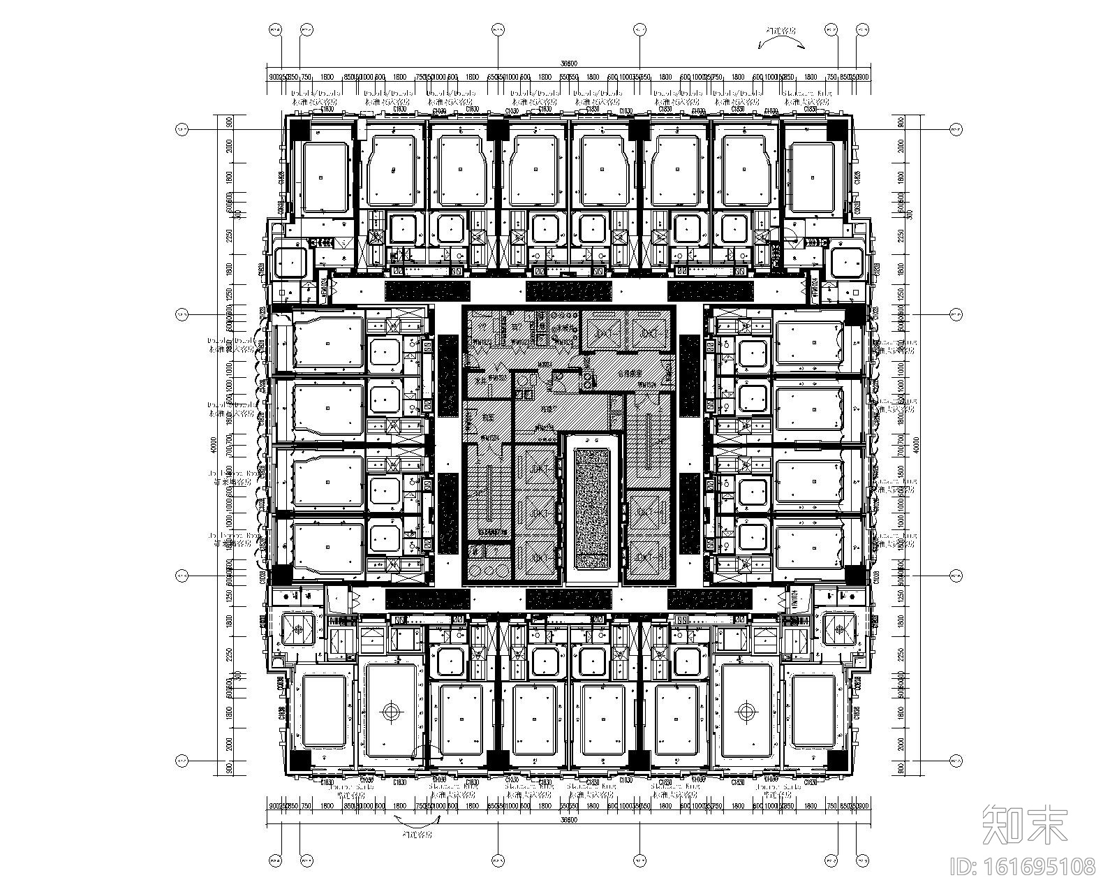 [福建]龙岩万达嘉华酒店室内装修设计竣工图（全套CAD...施工图下载【ID:161695108】