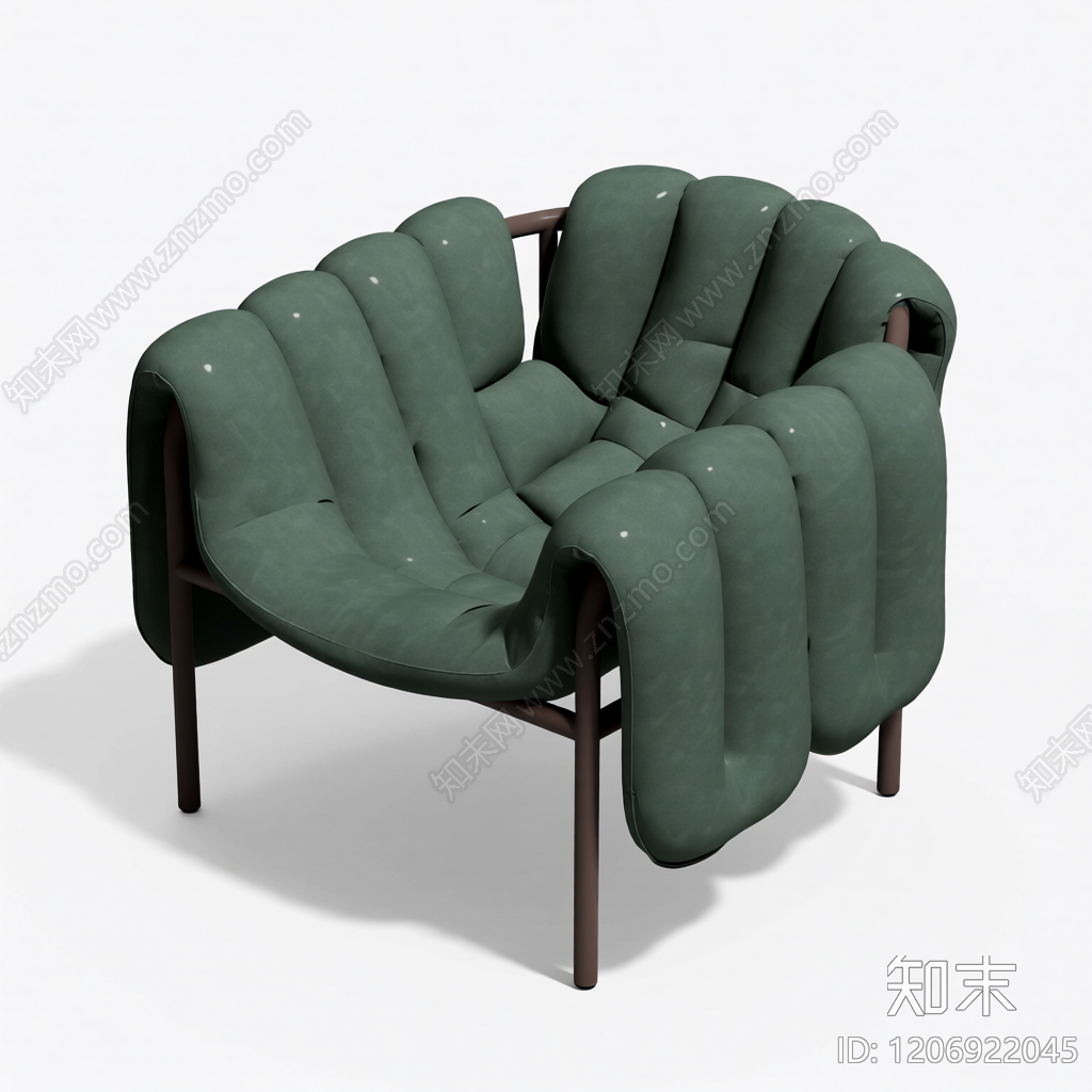 绿色褶皱扶手椅3D模型下载【ID:1206922045】