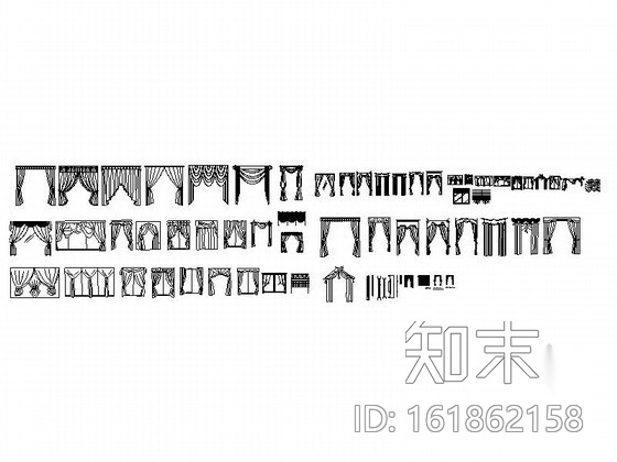 现代时尚窗帘立面CAD图块下载cad施工图下载【ID:161862158】