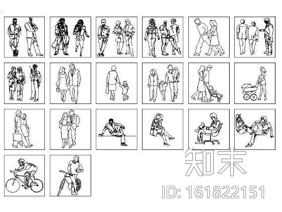 动态人物立面图块集cad施工图下载【ID:161822151】