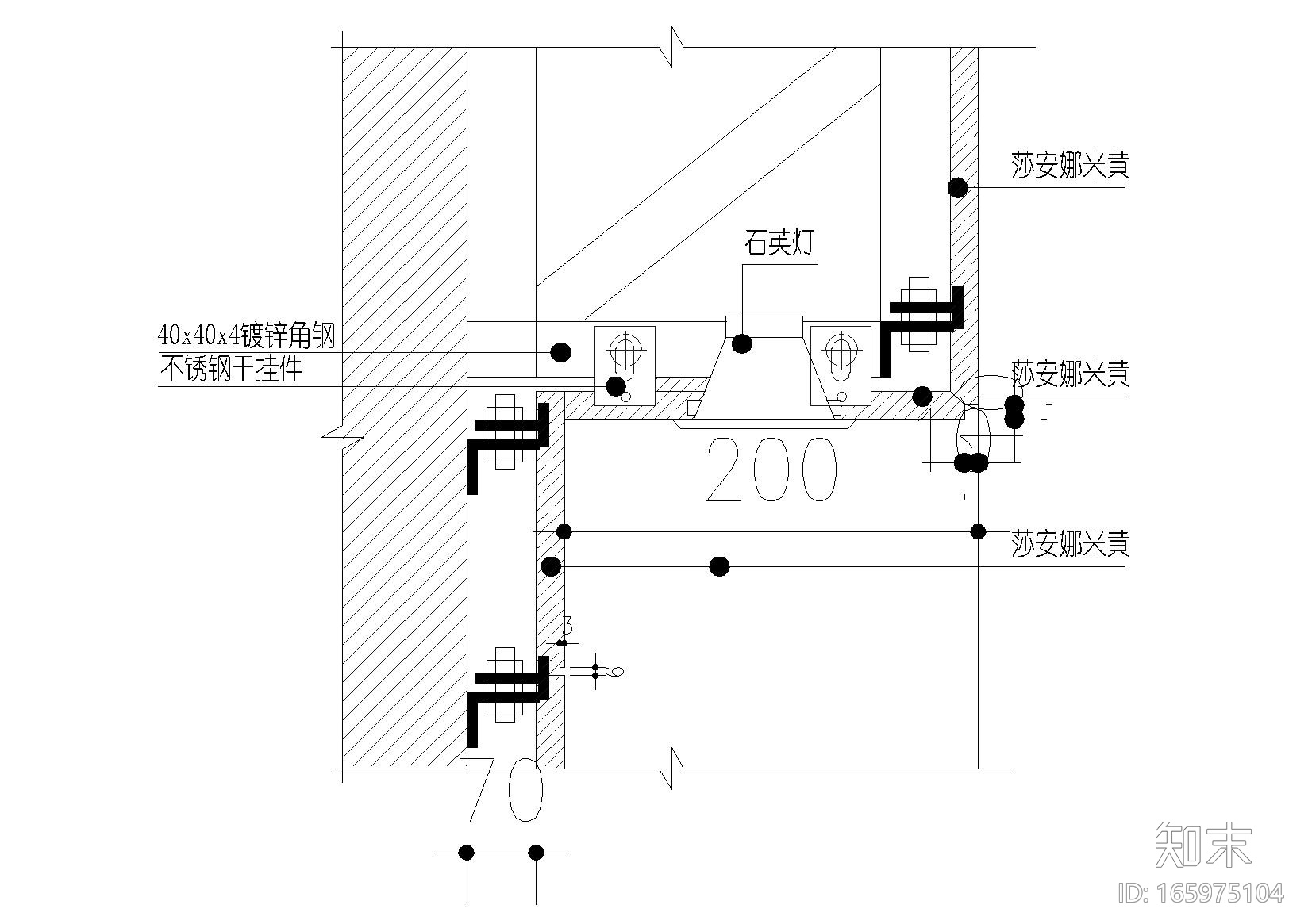 石材干挂，过梁，木饰面造型节点大样详图施工图下载【ID:165975104】