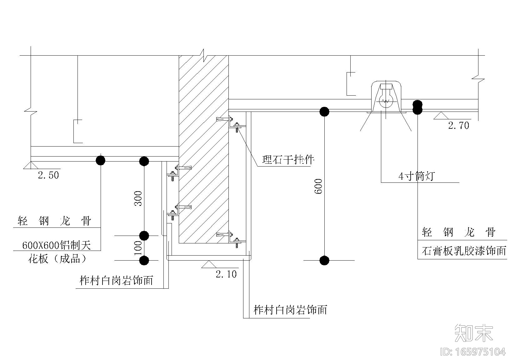 石材干挂，过梁，木饰面造型节点大样详图施工图下载【ID:165975104】