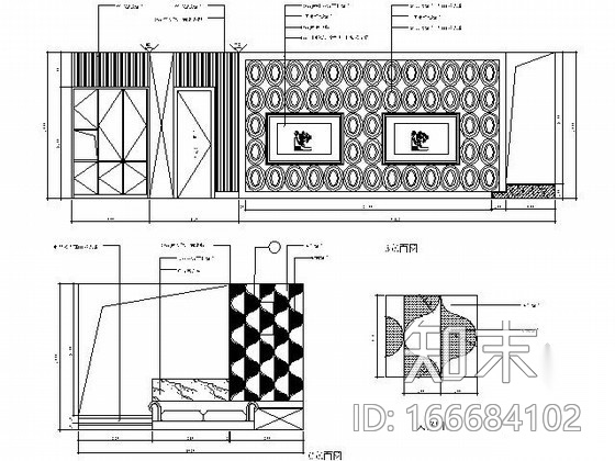 夜总会C型小包间装修图cad施工图下载【ID:166684102】