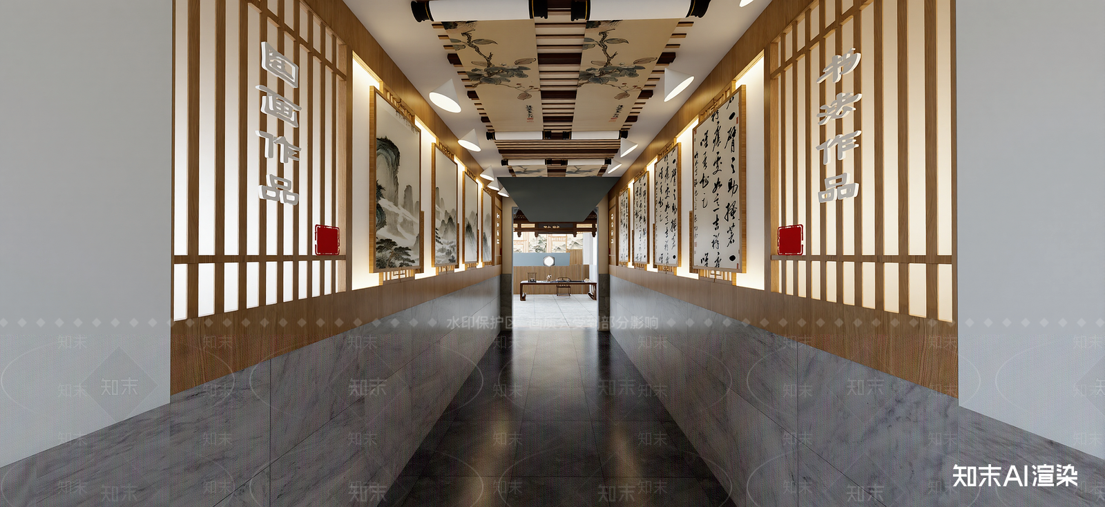 现代艺术展厅SU模型下载【ID:1222283456】