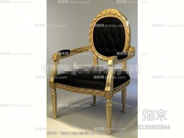 欧式新古典铁艺扶手椅3D模型下载【ID:32802844】
