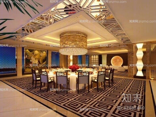 酒店宴会厅93D模型下载【ID:42487440】