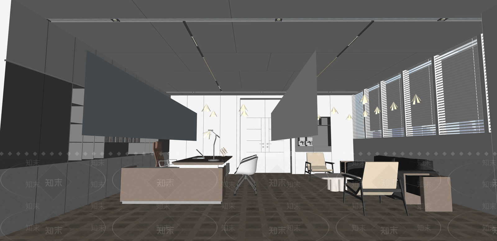 现代办公大堂SU模型下载【ID:1215204882】