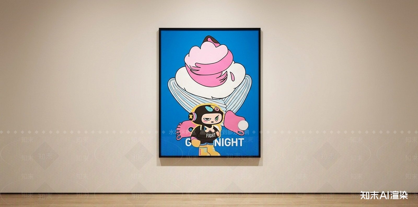 蓝色卡通装饰画挂画SU模型下载【ID:1227531357】