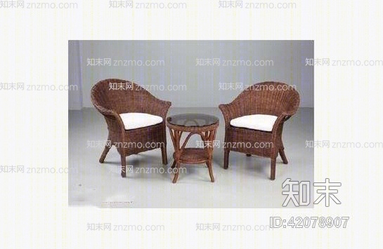 椅子茶几组合573D模型下载【ID:42078907】
