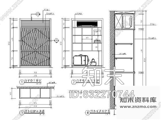 图块/节点木制行李柜详图施工图下载【ID:832270744】