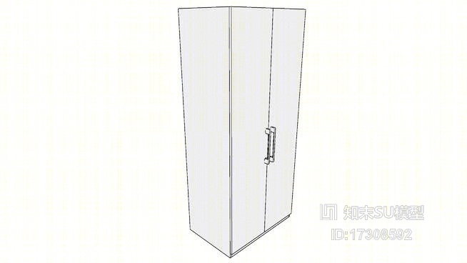 900衣柜模块两个快门，两内抽屉，一横架900x585x2100SU模型下载【ID:17308592】