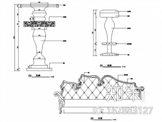 酒吧家具吧台凳立面图cad施工图下载【ID:167883127】