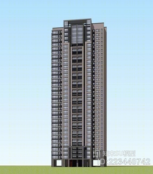 现代高层住宅SU模型下载【ID:223440742】