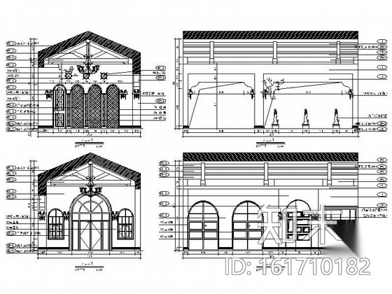 [天津]精品古典售楼处室内施工图cad施工图下载【ID:161710182】