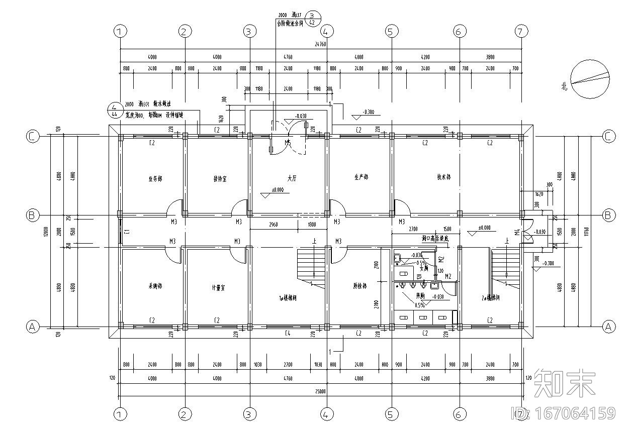 五层混凝土框架结构cad施工图下载【ID:167064159】