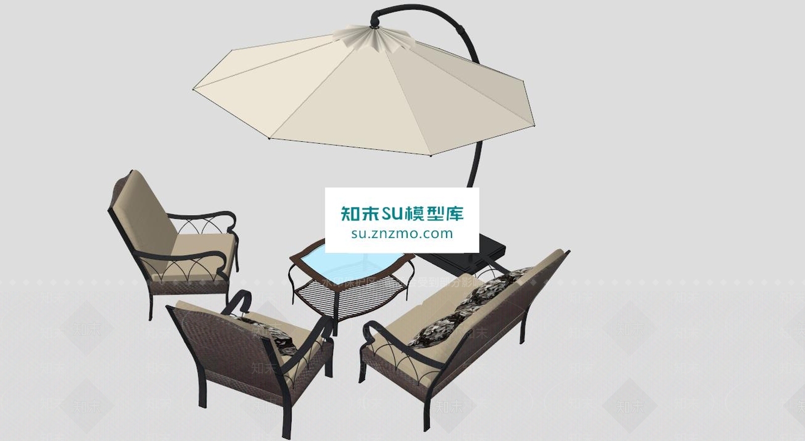 太阳伞遮阳伞休闲桌椅SU模型下载【ID:168430154】