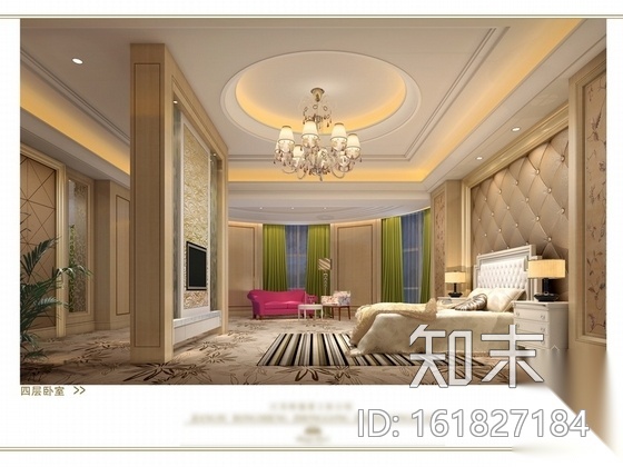 [苏州]奢华欧式风格商务会所四层卧室休息区室内装修图（...cad施工图下载【ID:161827184】