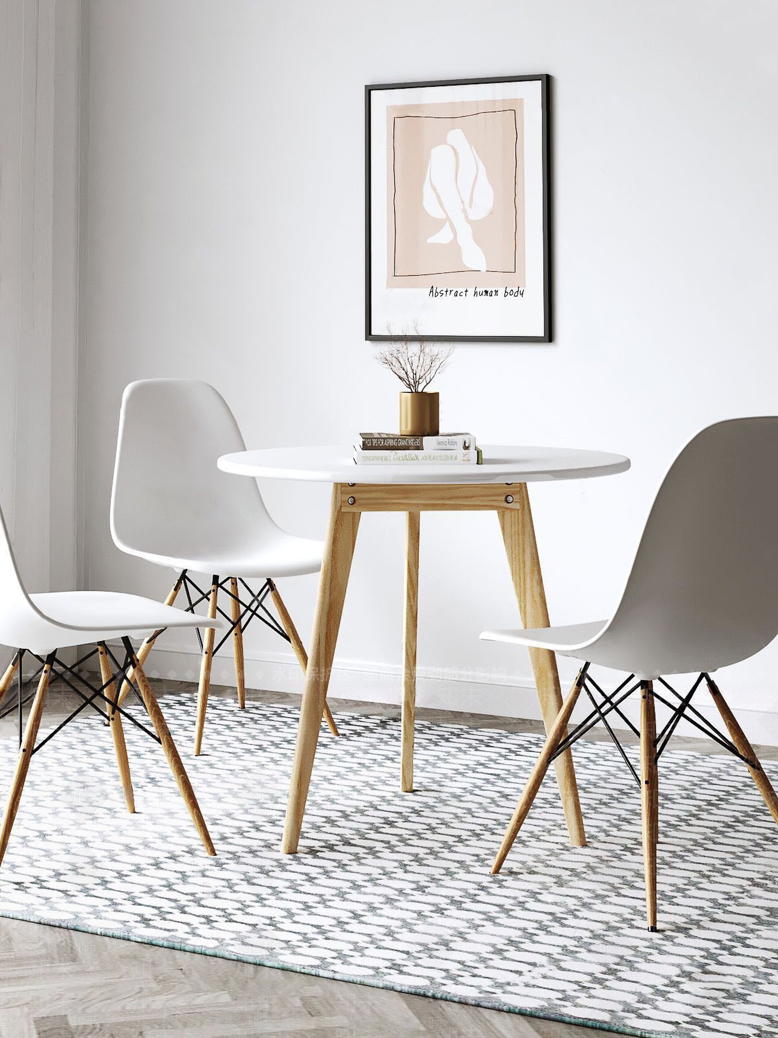 北欧圆形休闲桌椅组合3D模型下载【ID:782382094】