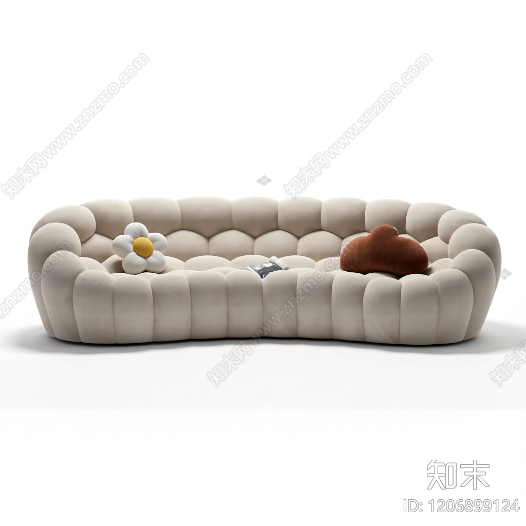 波浪形布艺沙发3D模型下载【ID:1206899124】
