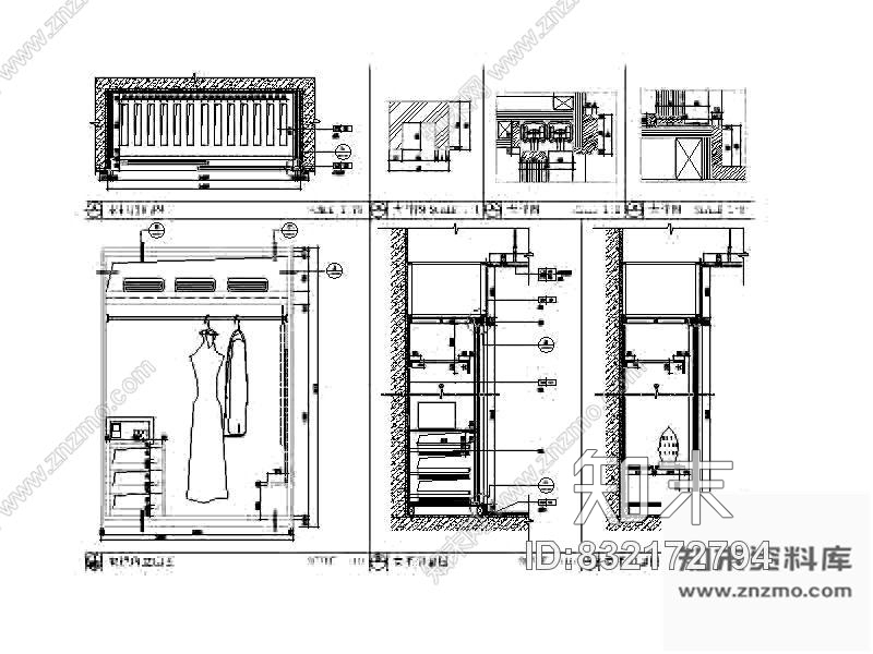 图块/节点衣柜剖面图施工图下载【ID:832172794】