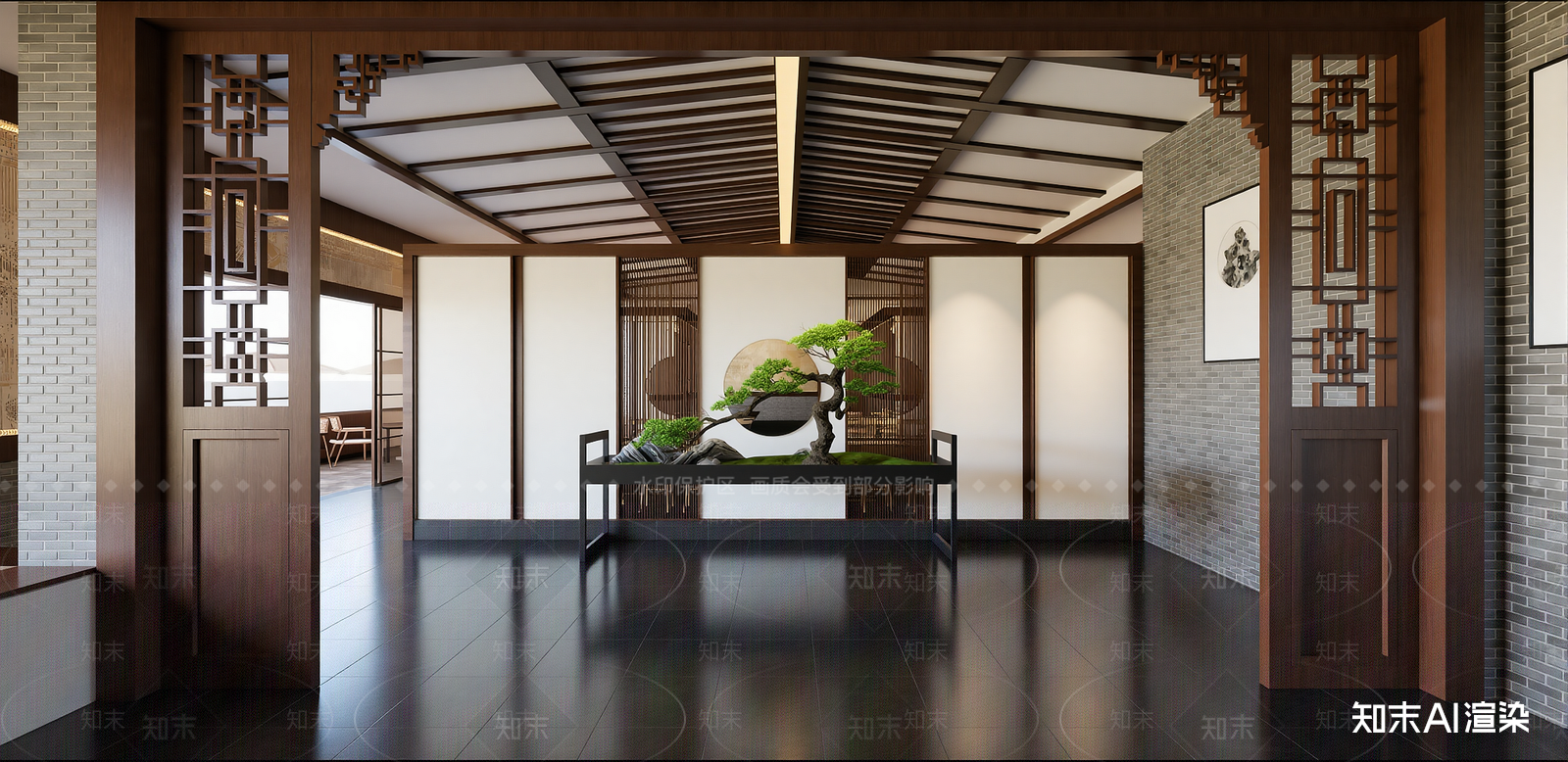 新中式食堂SU模型下载【ID:1216070907】
