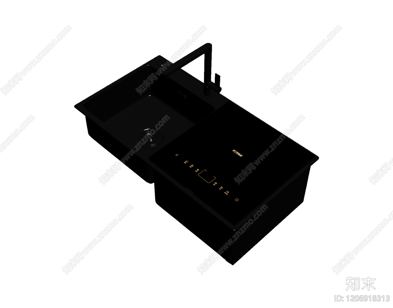黑色一体式水槽3D模型下载【ID:1206918313】