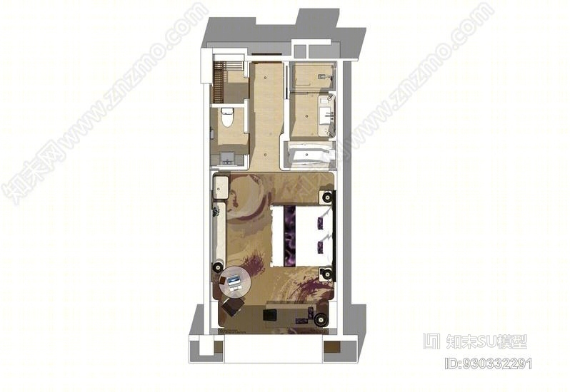 酒店客房室内设计SU模型下载【ID:930332291】
