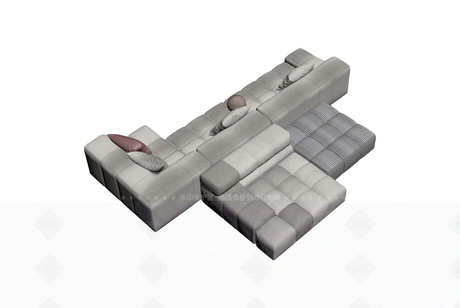 现代L型沙发组合3D模型下载【ID:1205544327】