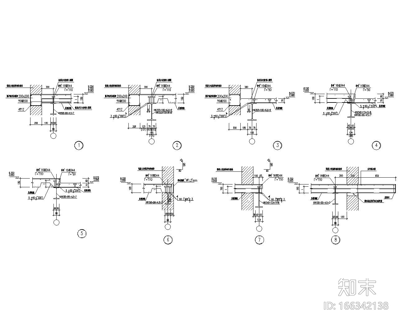 某临时三层周转房钢结构施工图（CAD）施工图下载【ID:166342138】