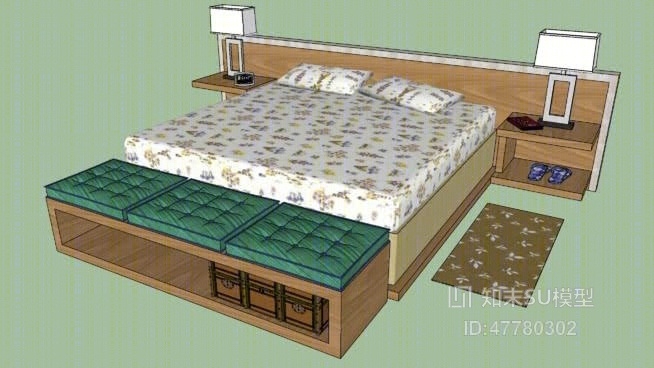 双人床SU模型下载【ID:47780302】