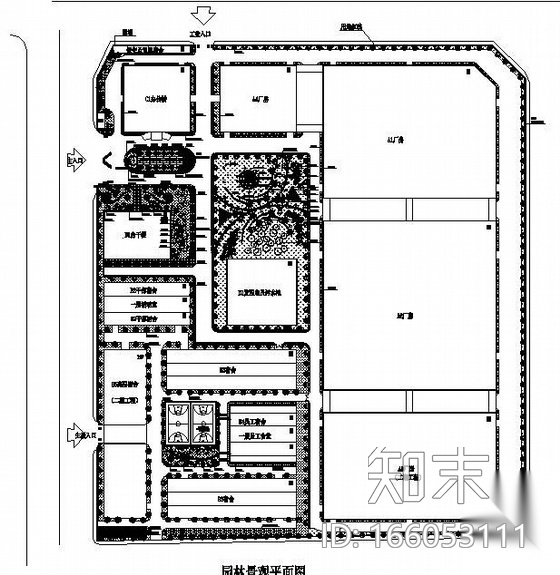 深圳某电子厂园林景观设计方案cad施工图下载【ID:166053111】