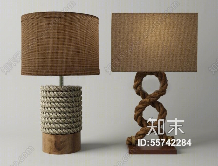 工业风绳编台灯3D模型下载【ID:55742284】