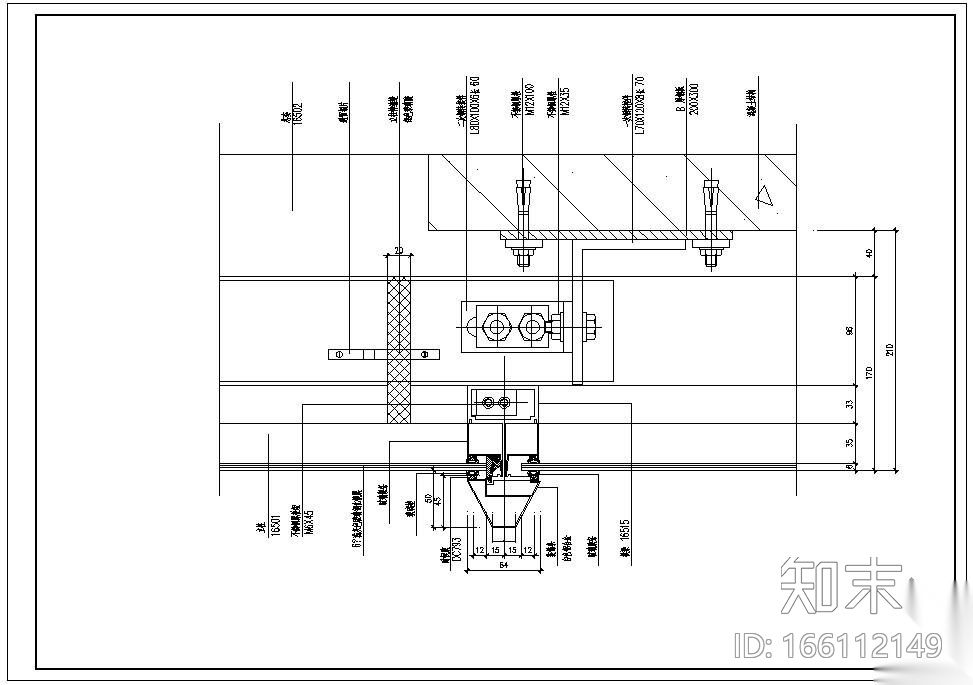 某玻璃幕墙及铝合金型材节点构造详图（五）cad施工图下载【ID:166112149】