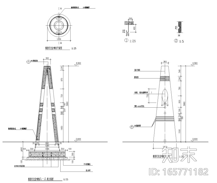 19套景观灯柱CAD施工图cad施工图下载【ID:165771182】