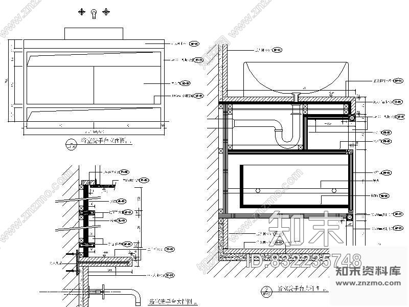 图块/节点浴室洗手台详图施工图下载【ID:832235748】