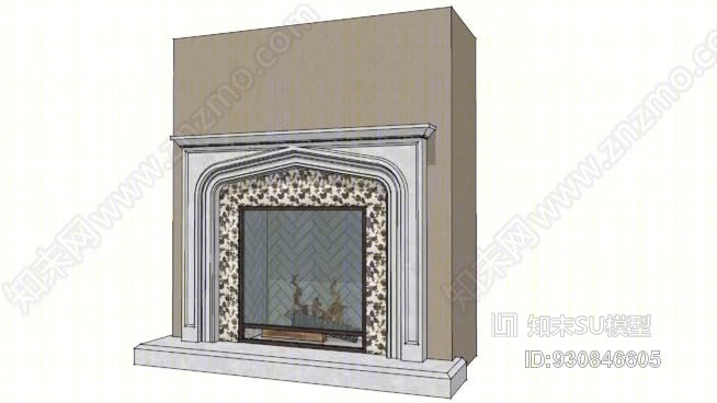 都铎式壁炉SU模型下载【ID:930846605】