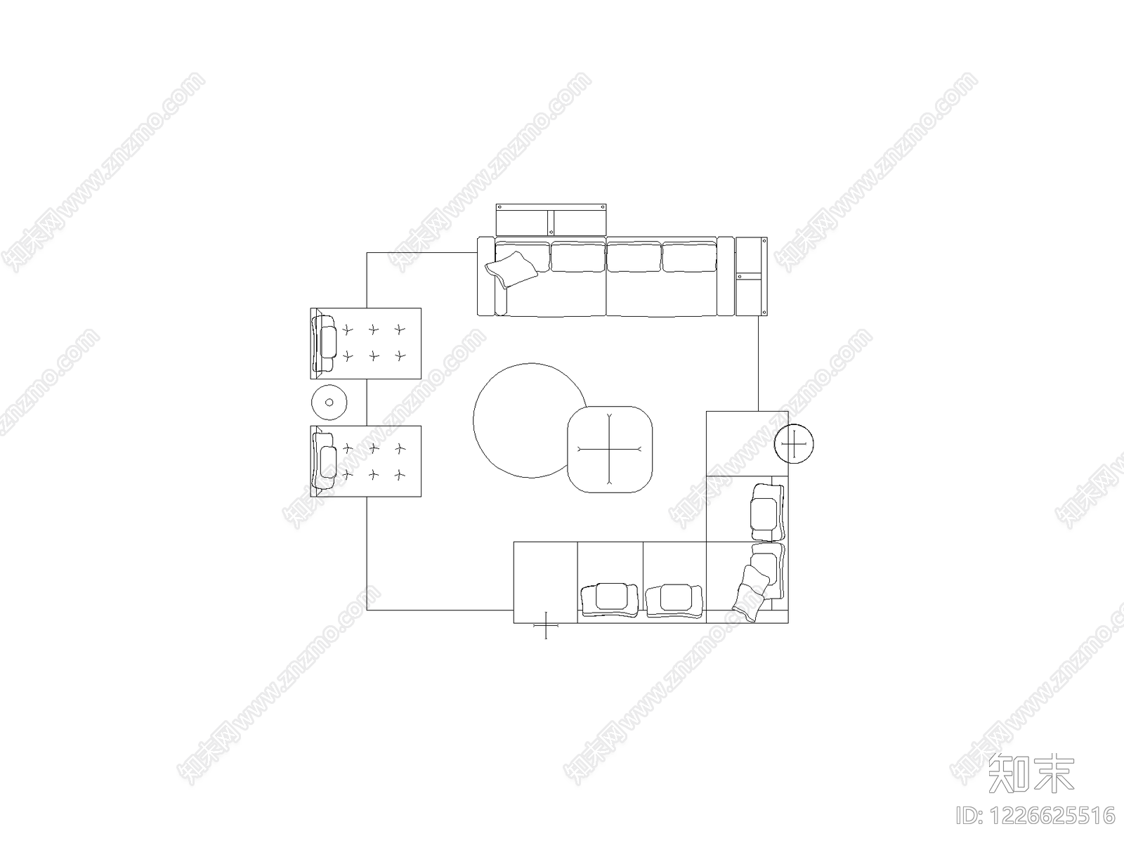 现代意式沙发组合沙发沙发椅懒人沙发弧形沙发综合沙发图块施工图cad施工图下载【ID:1226625516】
