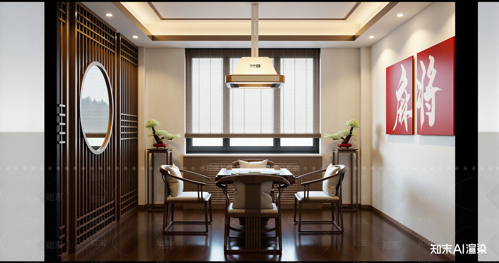 新中式棋牌室SU模型下载【ID:1216035627】