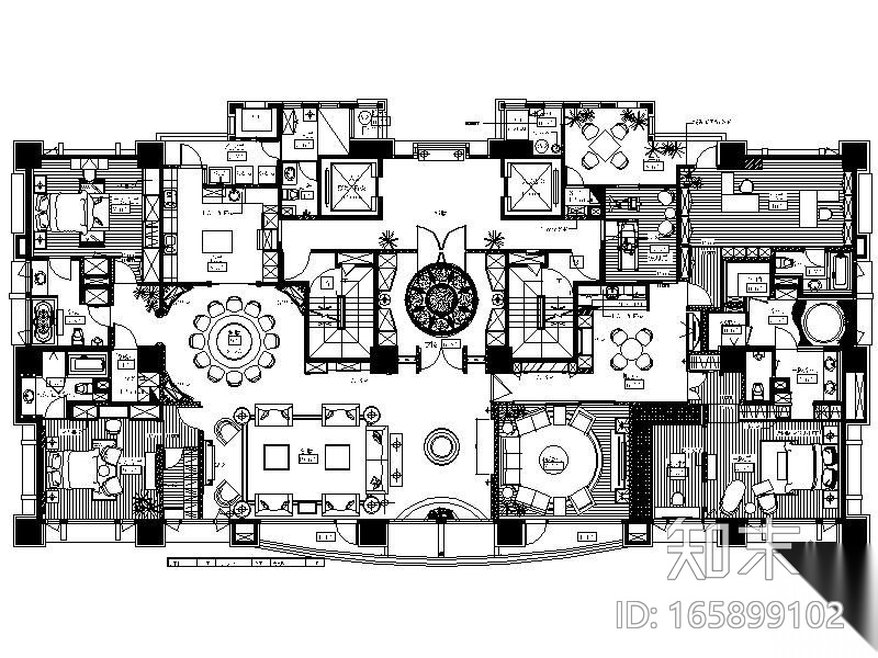 [台湾]欧式豪华五居室住宅装修图（含实景）cad施工图下载【ID:165899102】