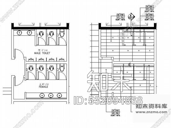 施工图办公大厦气派洗手间室内装修图cad施工图下载【ID:532094868】