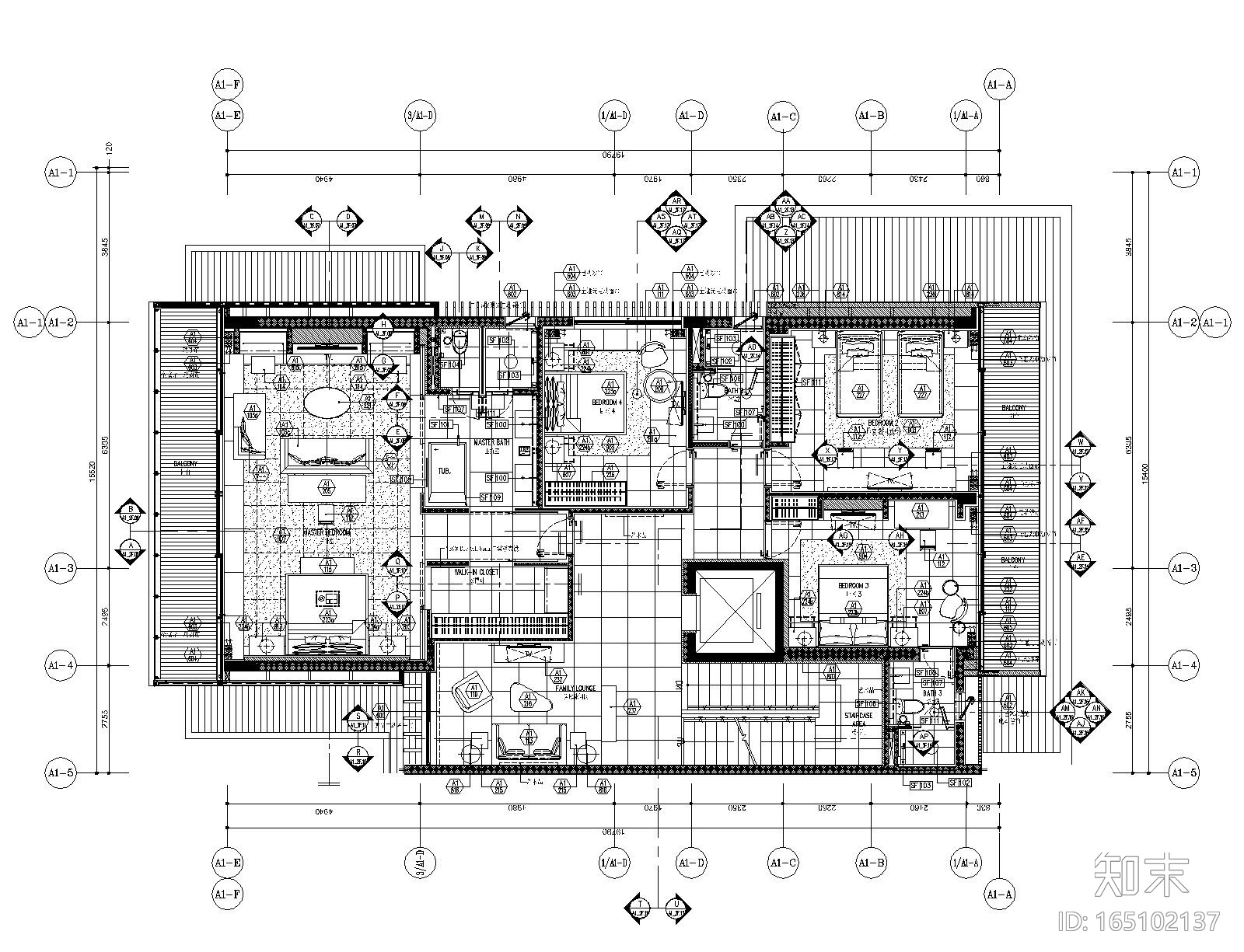 [海南]SCDA-三亚艾迪逊型私人别墅A+B户型室内装修CAD施...cad施工图下载【ID:165102137】