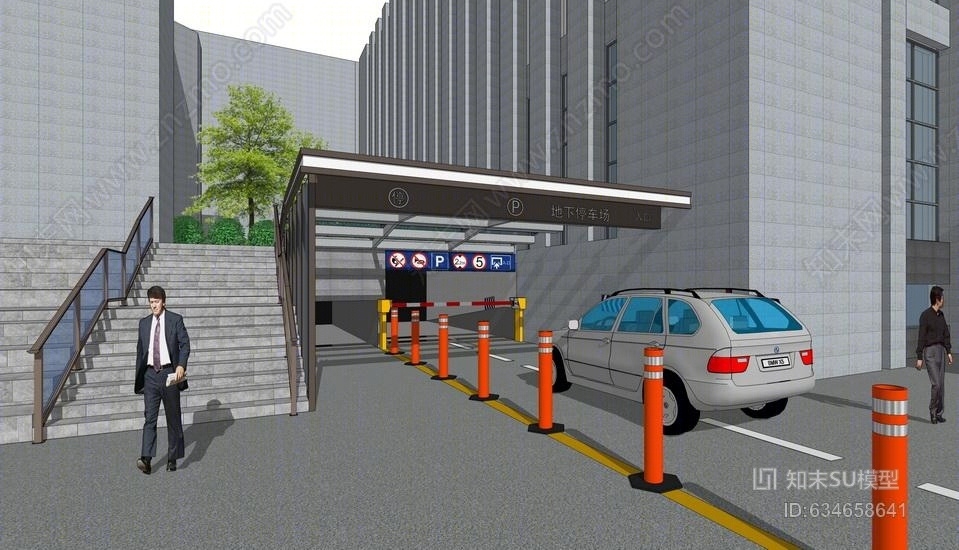 地下车库出入口SU模型下载【ID:634658641】