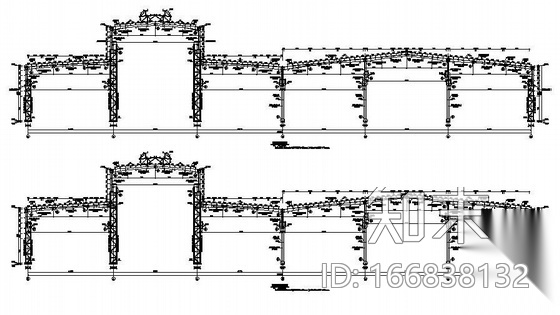 台州某公司大跨度厂房图纸cad施工图下载【ID:166838132】