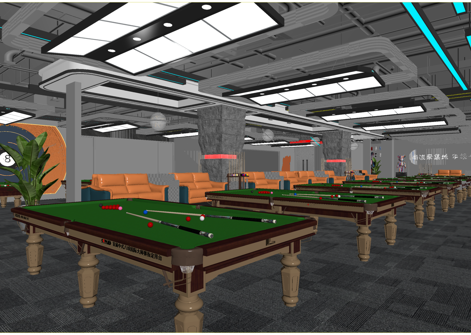 现代台球室3D模型下载【ID:1215162236】