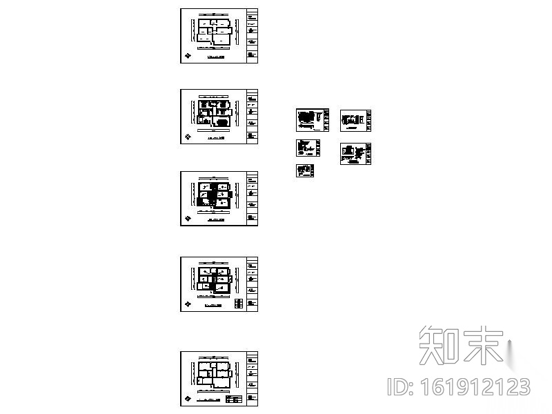 家装四居室装修图cad施工图下载【ID:161912123】