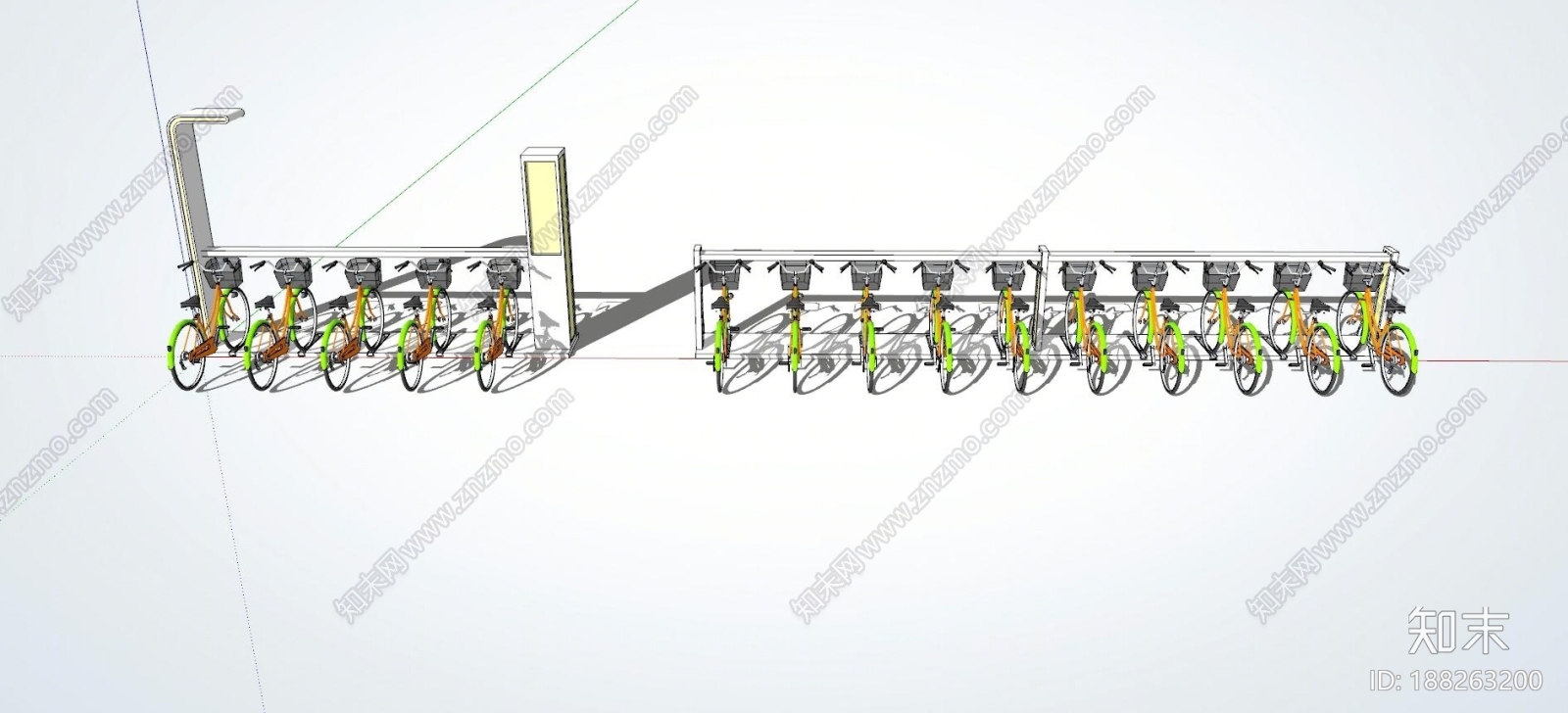 景区自行车租赁点SU模型下载【ID:188263200】