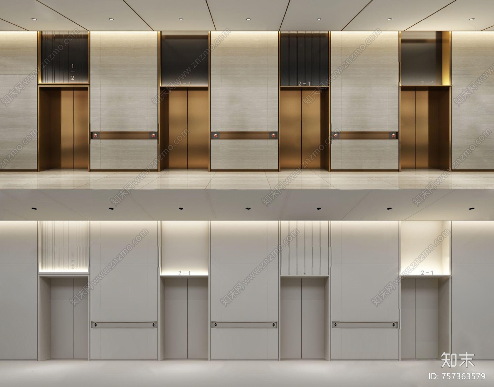 现代钛金电梯门3D模型下载【ID:757363579】